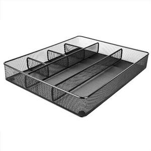 Metal Mesh Desk Organizer With 6 Compartments, Anti-Slip Pen Holder Storage Tray